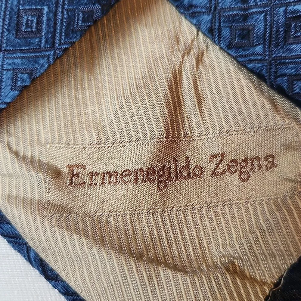 🔥clearance🔥 Ermenegildo Zegna Blue Geometric Pattern Tie